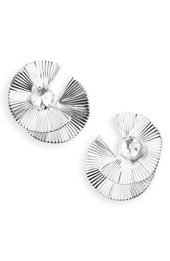 Tasha Metal Fan & Crystal Statement Stud Earrings In Silver