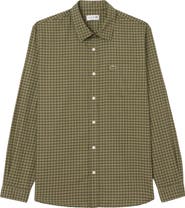Lacoste Regular Fit Plaid Flannel Button-Up Shirt
