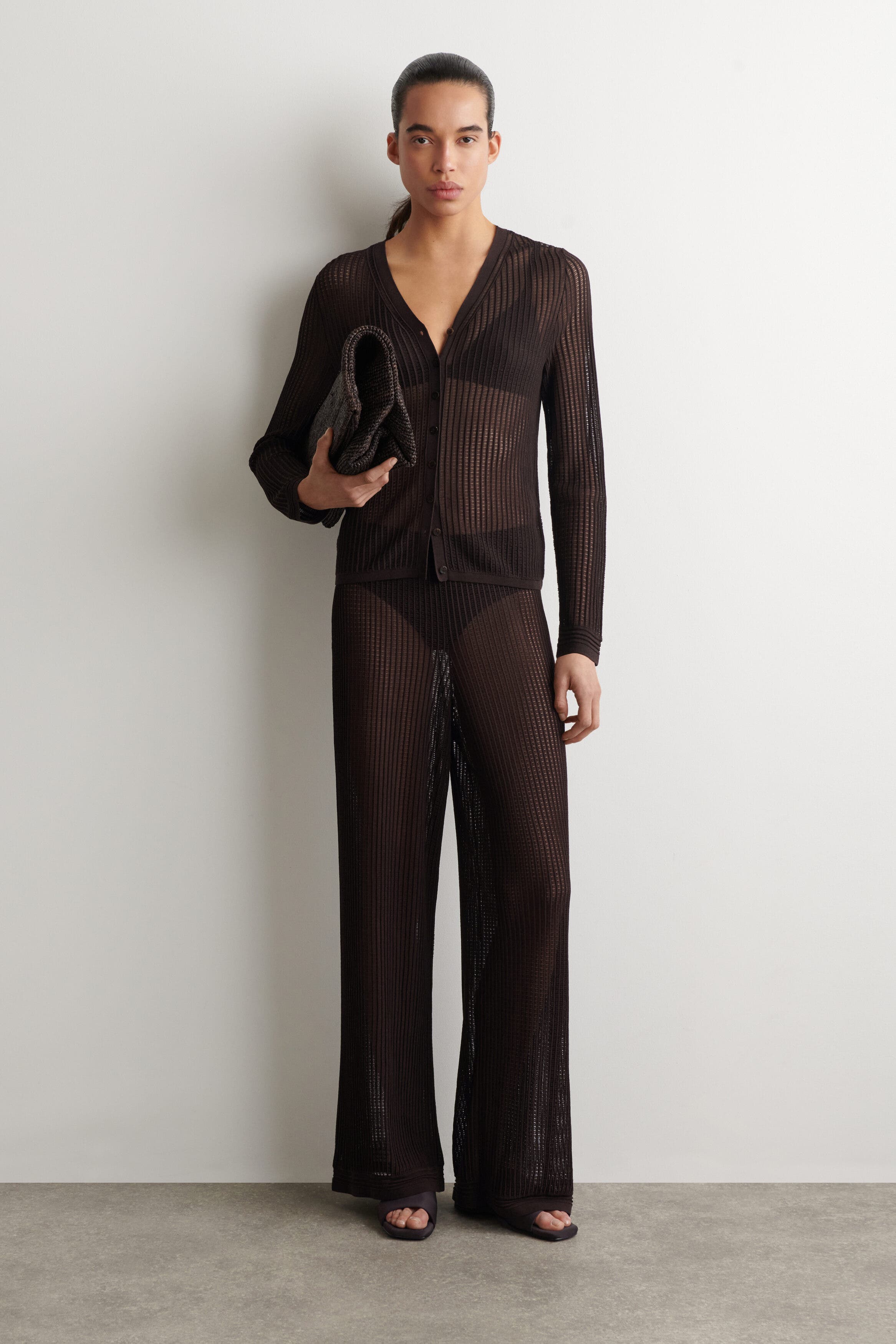 Scuba Knit Square-toe Mules, Alternate, color, BROWN