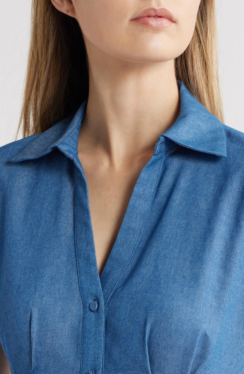 Julia Jordan Fit & Flare Denim Shirtdress, Alternate, color, Blue