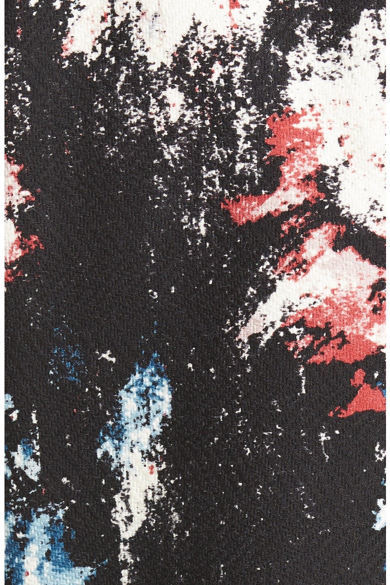 Chevron Jacquard Print Wool & Silk Topper, Alternate, color, BLACK SMOKEY FLORAL PRINT
