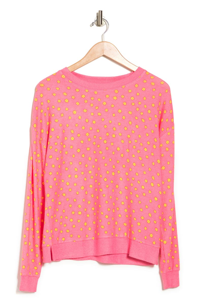 Cozy Crew Neck Sweatshirt, Alternate, color, PINK BUBBLEGUM JELLY FLORAL