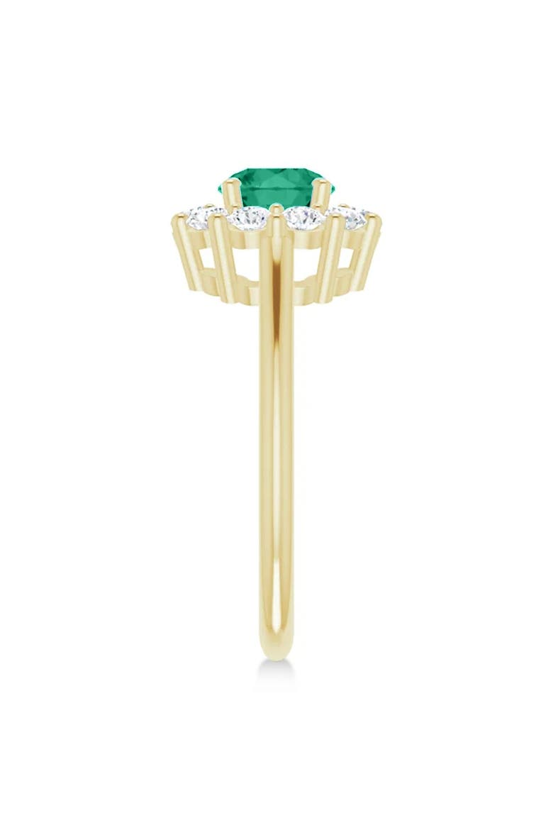 Round Lab Emerald & Diamond Halo Ring 14K 1.28ct, Alternate, color, Emerald/Yellow Gold