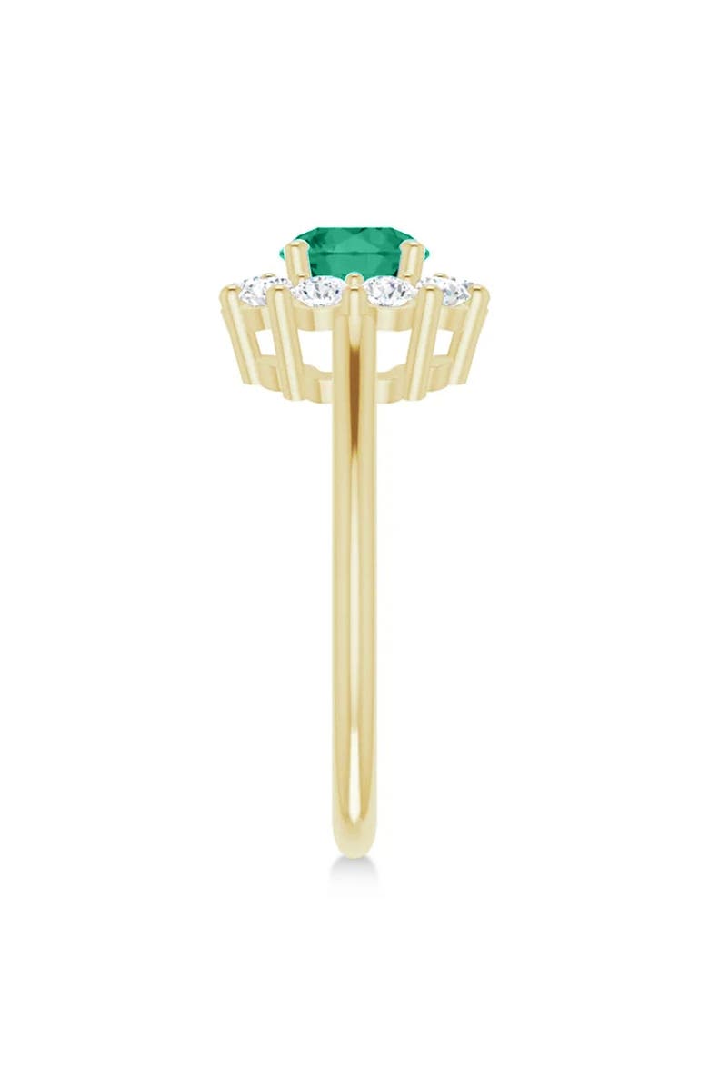 ALLUREZ Round Lab Emerald & Diamond Halo Ring 14K 1.28ct, Alternate, color, Emerald/Yellow Gold
