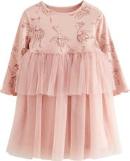 NEXT Kids' Ballet Print Long Sleeve Tulle Dress