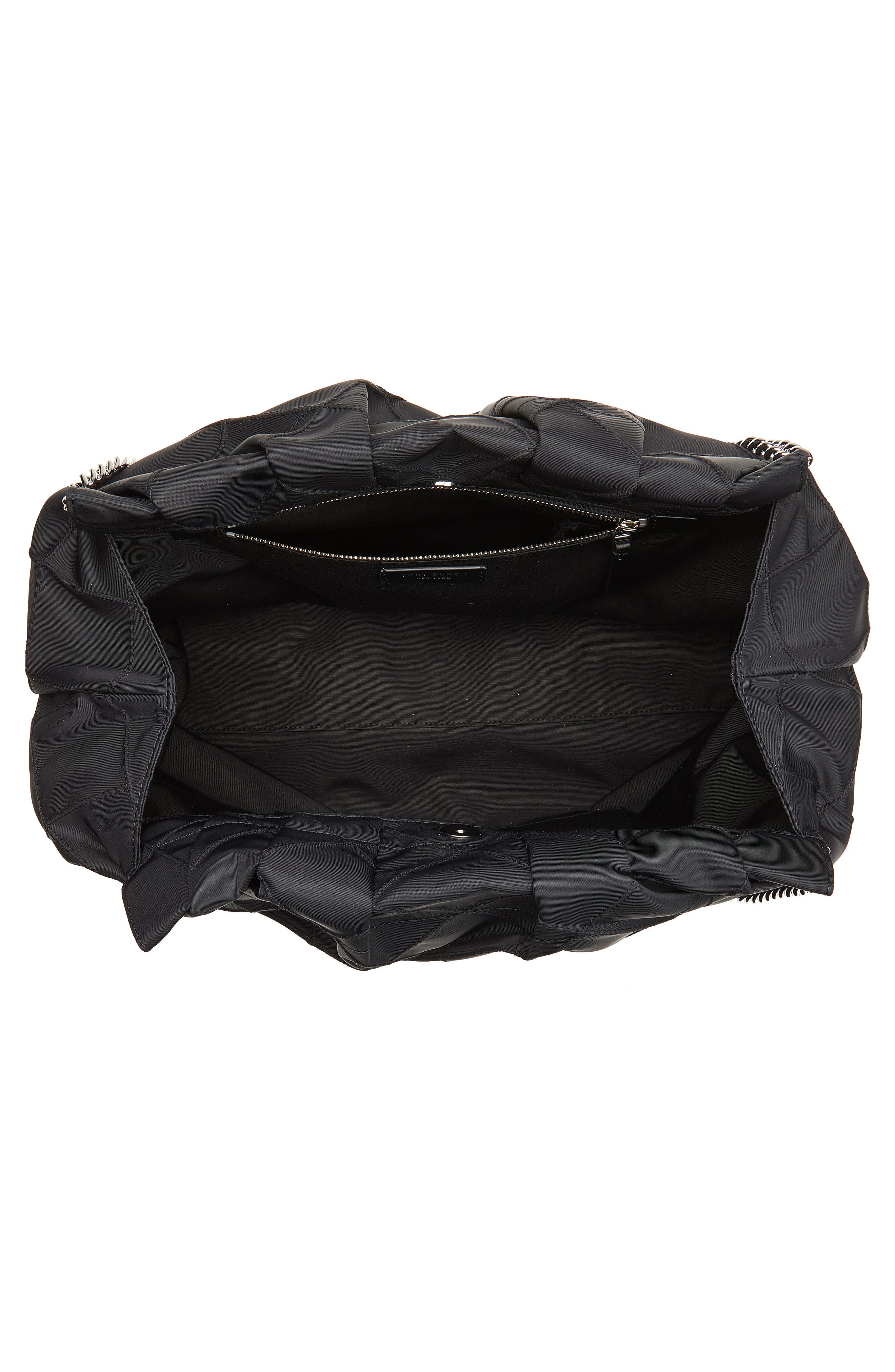 Tory Burch Fleming Quilted Nylon Hobo Bag, Alternate, color, Black