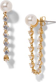 Nadri Faux Pearl Front Back Earrings