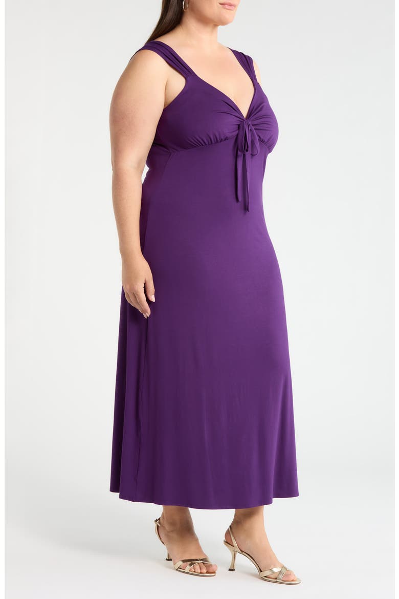 Tie Front Jersey Maxi Dress, Alternate, color, DARK PURPLE