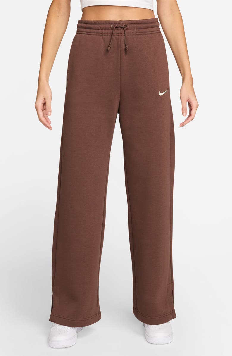 Nike Sportswear Phoenix High Waist Wide Leg Sweatpants, Main, color, Fauna Brown/ Sail