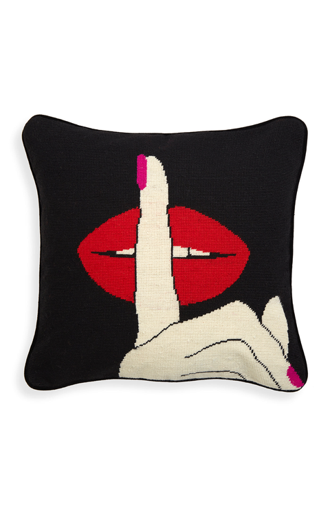 Lips Needlepoint Throw Pillow