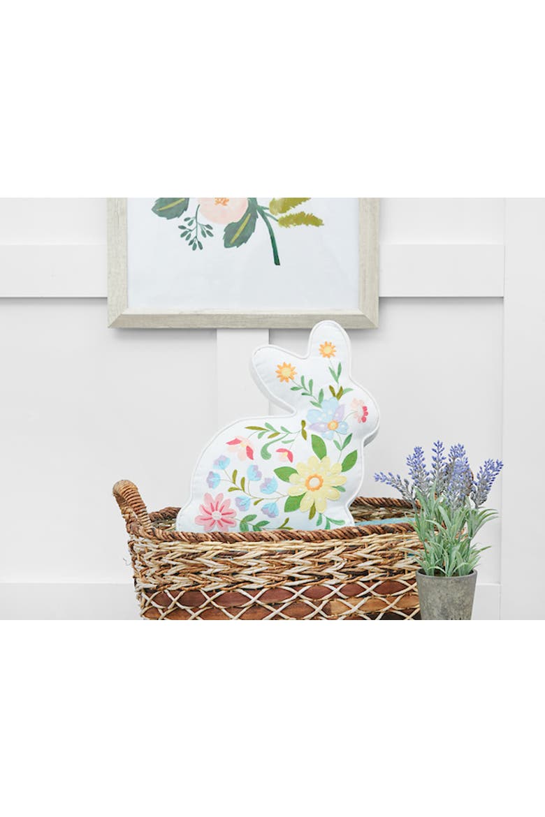 Easter Bunny Rabbit Shaped Accent Pillow, 14" x 14", Alternate, color, White