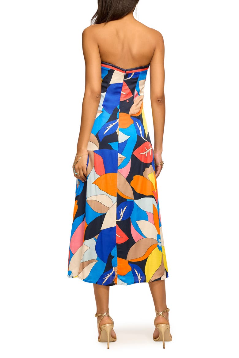 Isley Floral Strapless Dress, Alternate, color, NAVY HIBISCUS