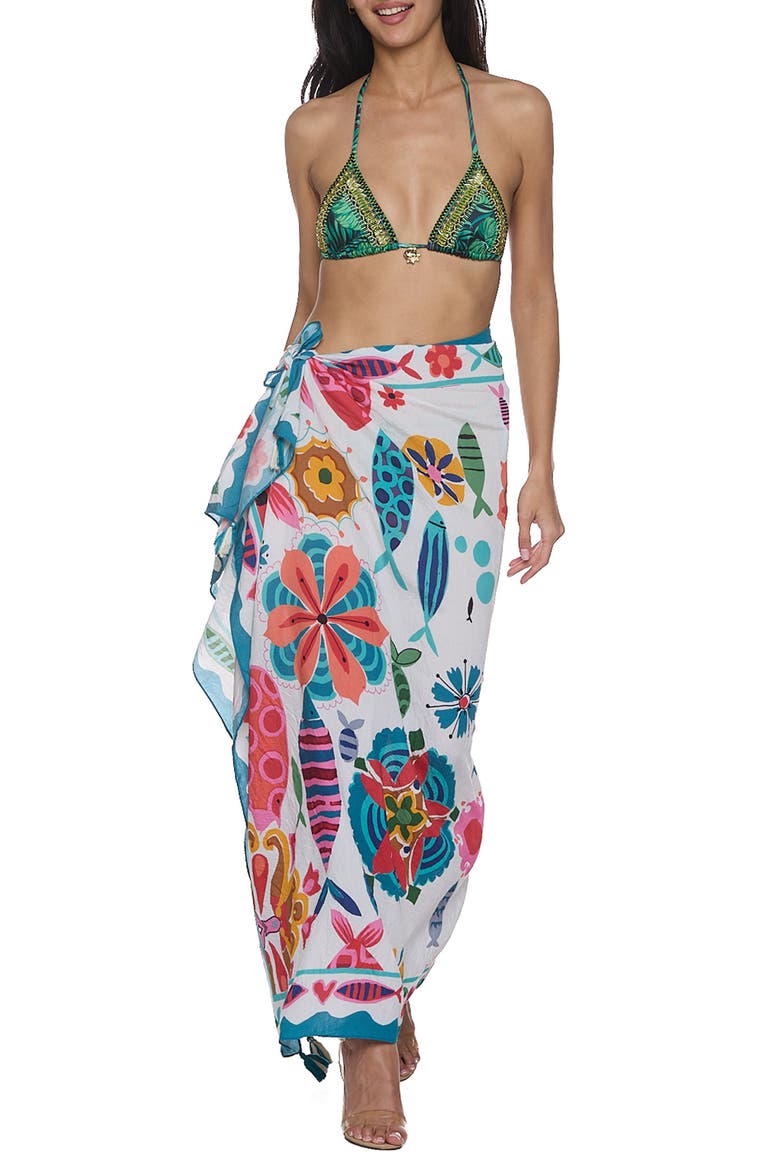 Pareo Convertible Midi Cover-Up Dress, Main, color, WHITE