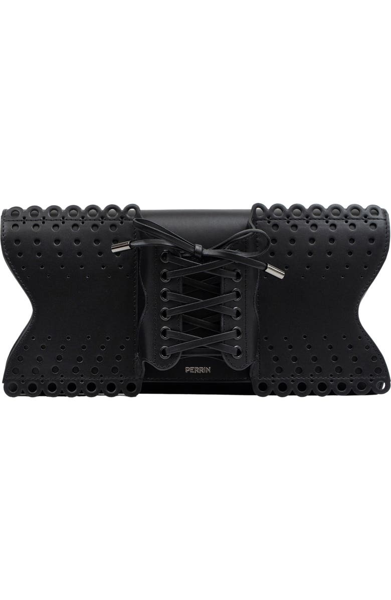 PERRIN PARIS Le Corset Perforé Clutch, Main, color, White