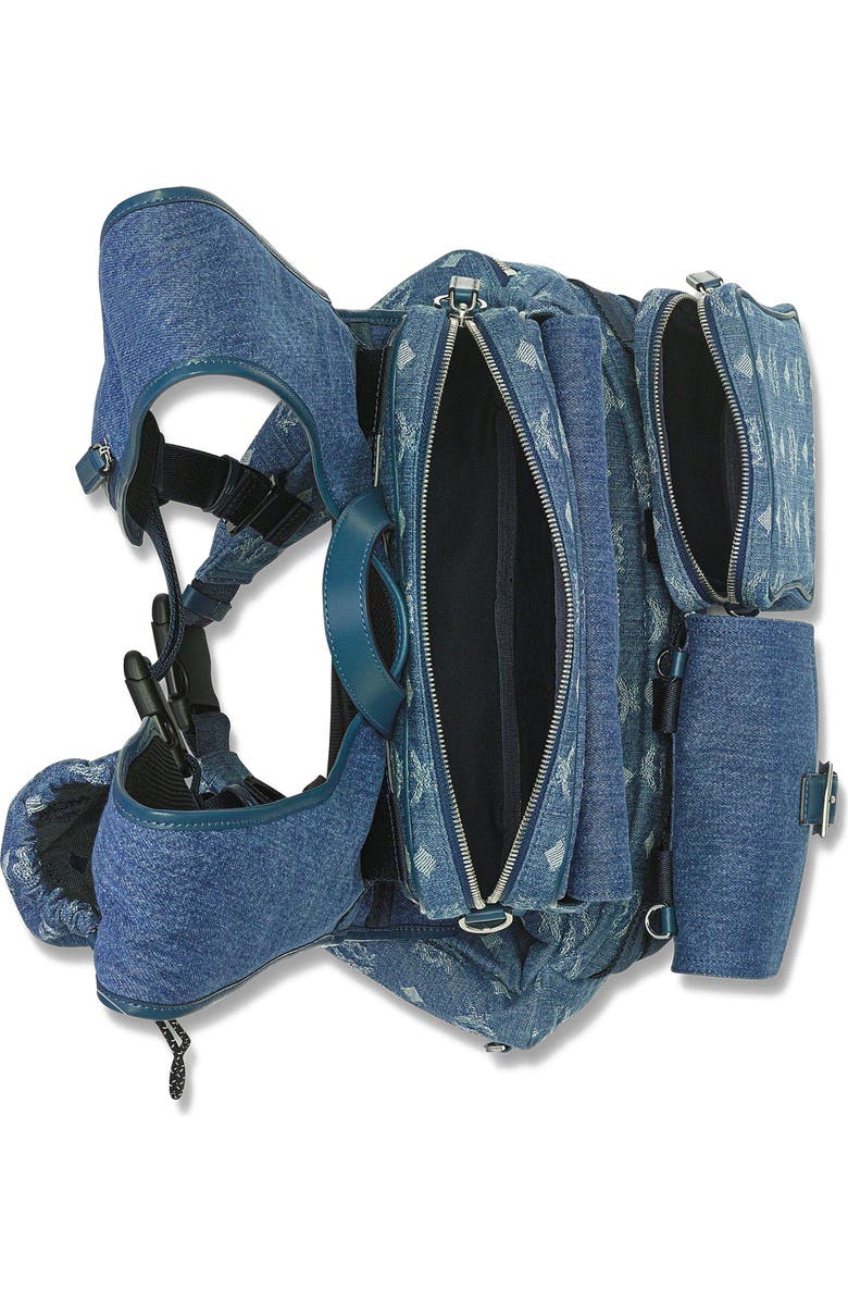 MCM Aren Multi-Backpack in Monogram Denim Jacquard, Alternate, color, Blue
