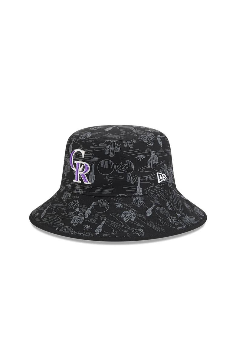 New Era Youth New Era  Black Colorado Rockies 2025 Spring Training All Over Print Bucket Hat, Main, color, Black