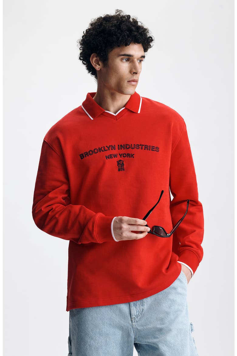 Logo Embroidered Sweatshirt, Alternate, color, GOJI BERRY