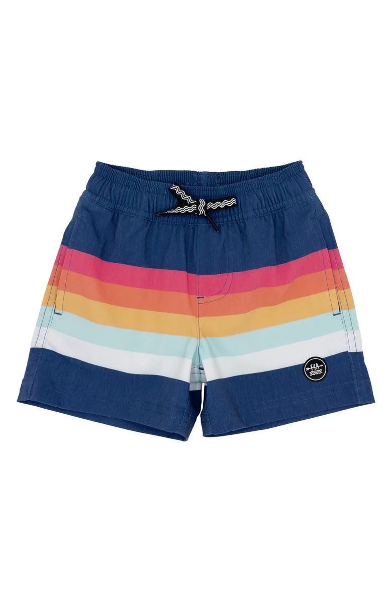 Feather 4 Arrow Vintage Stripe Volley Swim Trunks, Main, color, 