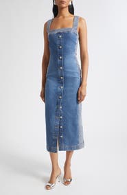 Ramy Brook Amanda Rhinestone Denim Midi Dress