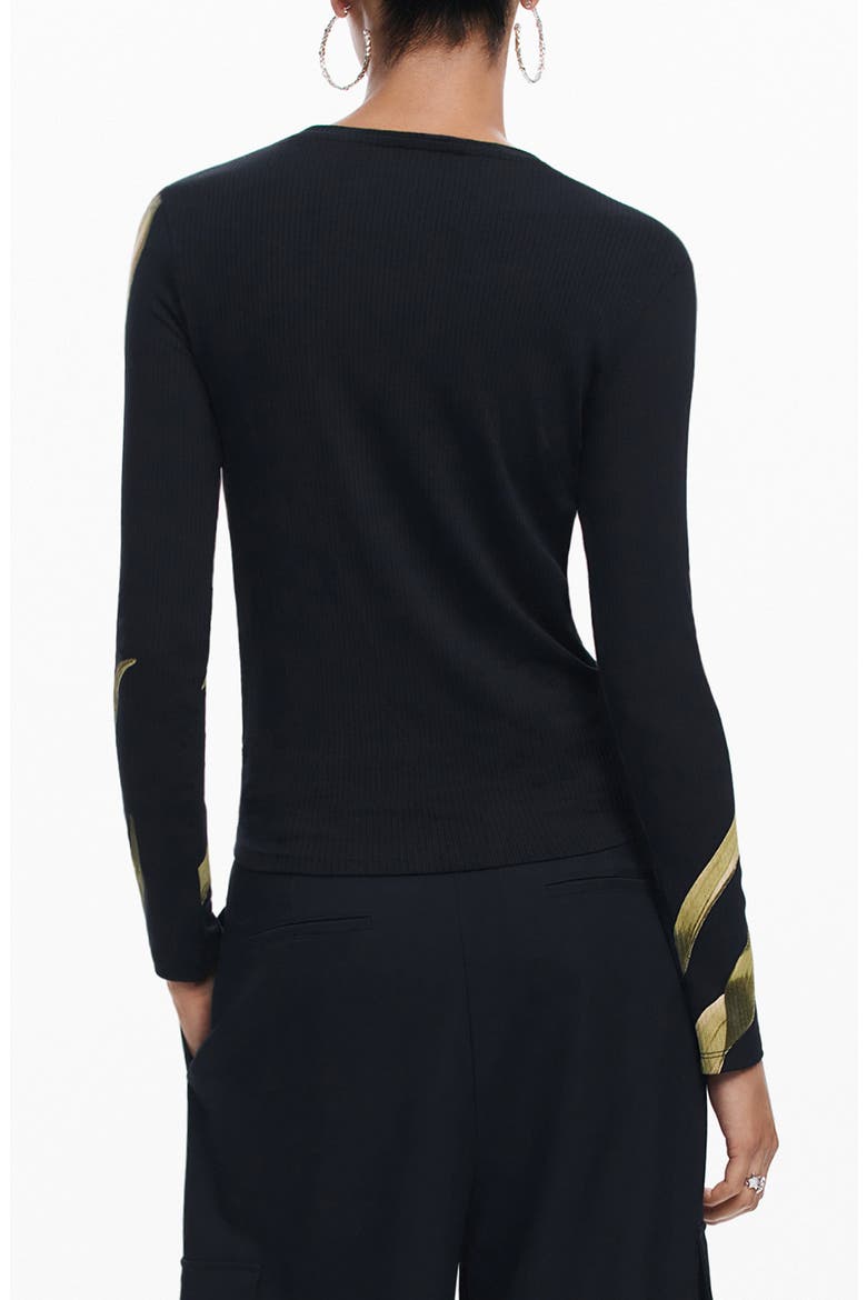 Romantic Rib Top, Alternate, color, BLACK