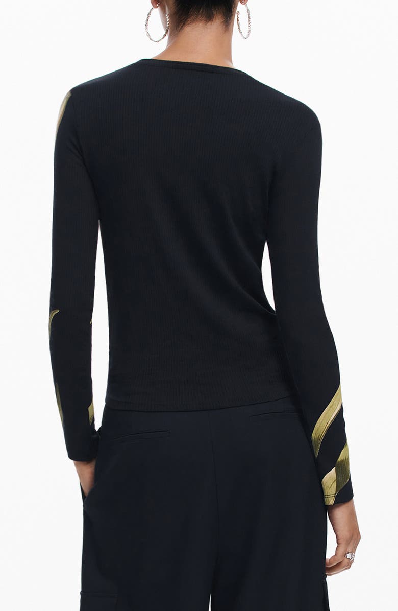 Desigual Romantic Rib Top, Alternate, color, Black