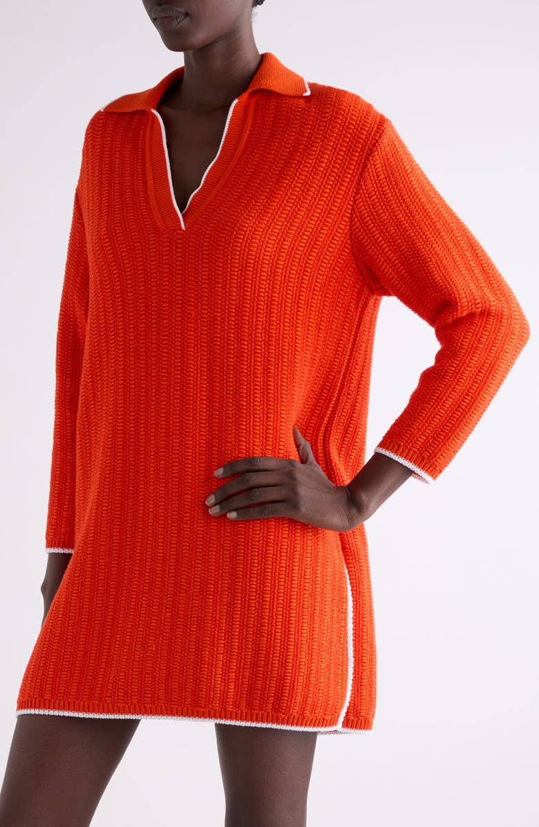 Givenchy Rib Polo Sweater Minidress, Alternate, color, Orange