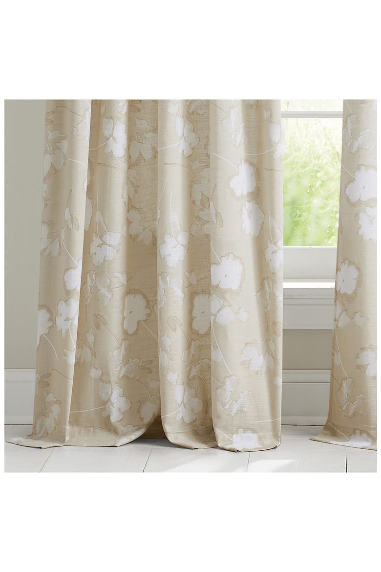 Dandelion Floral Print Set of 2 Poletop Curtain Panels, Alternate, color, LINEN