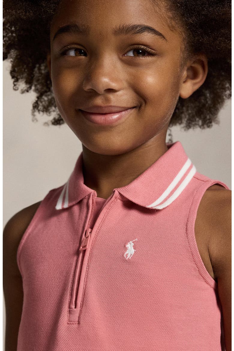Kids' Stretch Mesh Half Zip Sleeveless Polo, Alternate, color, DESERT ROSE