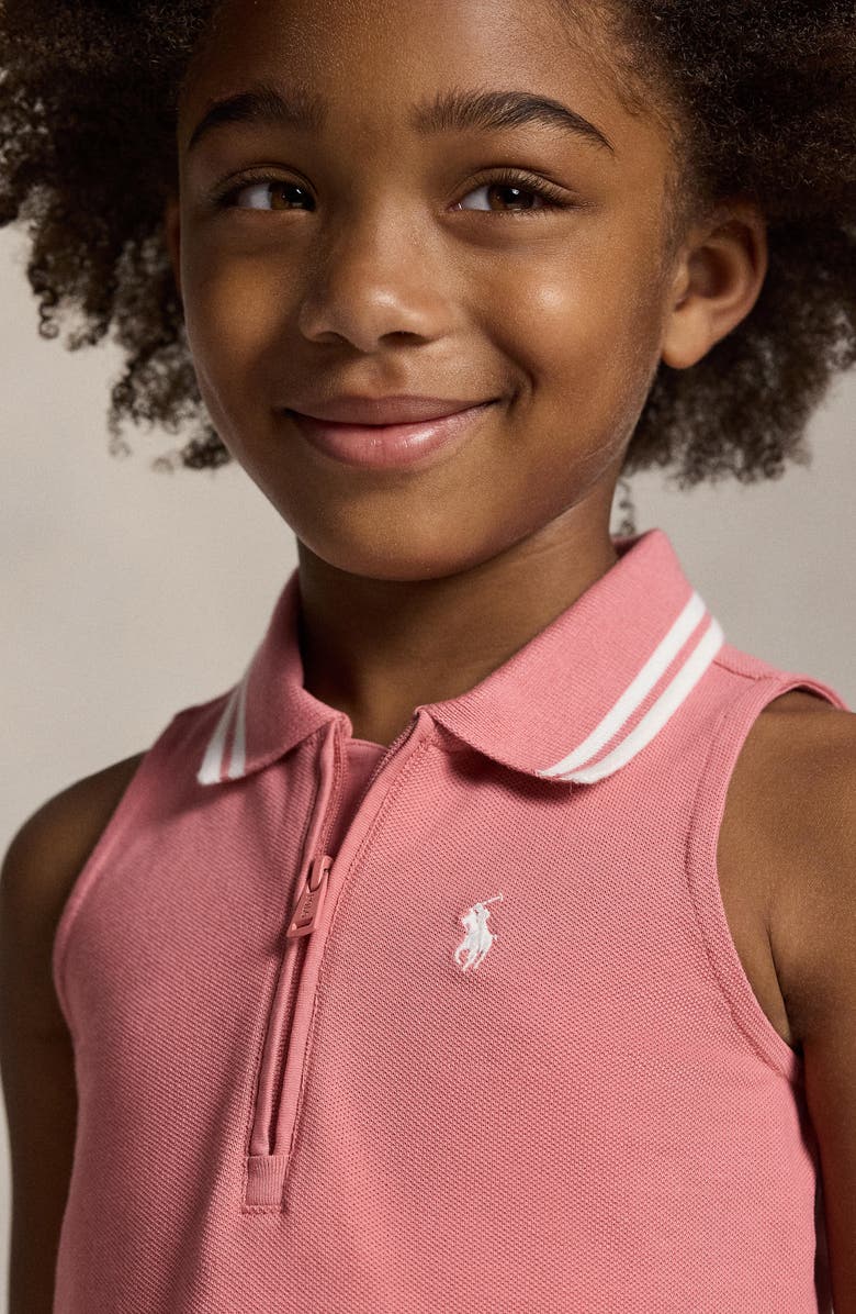 Polo Ralph Lauren Kids' Stretch Mesh Half Zip Sleeveless Polo, Alternate, color, Desert Rose