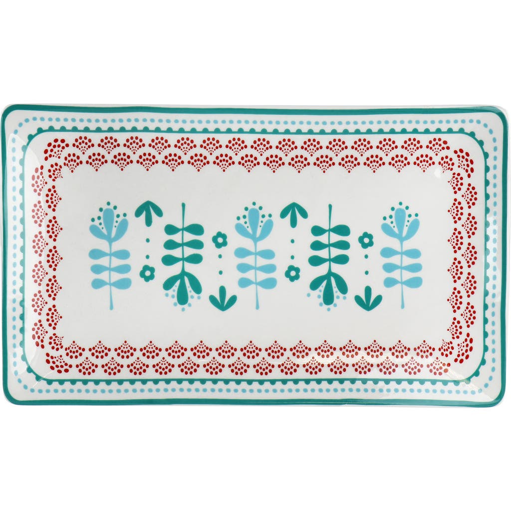 Gibson Home Village Vines 10.6 Inch Fine Ceramic Rectangular Platter In Multi