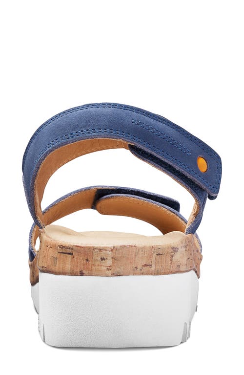 Samuel Hubbard Portola Quarter Strap Wedge Sandal In Blue Nubuck