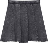 So What Distressed Elastic Waist Panel Mini Skirt