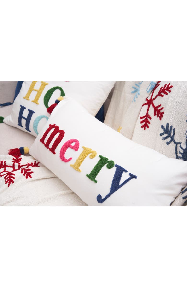 carol & frank Boho Merry Throw Pillow, 12" x 24", Alternate, color, Red