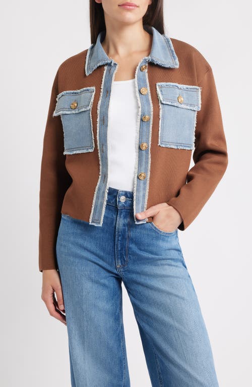 Zoe And Claire Knit & Denim Trucker Jacket In Multi