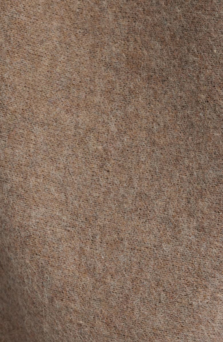 La Fiorentina Faux Fur Trim Hooded Ruana, Alternate, color, Tan