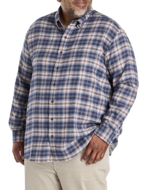 Harbor Bay By Dxl Big & Tall Small Plaid Flannel Sport Shirt In Multi