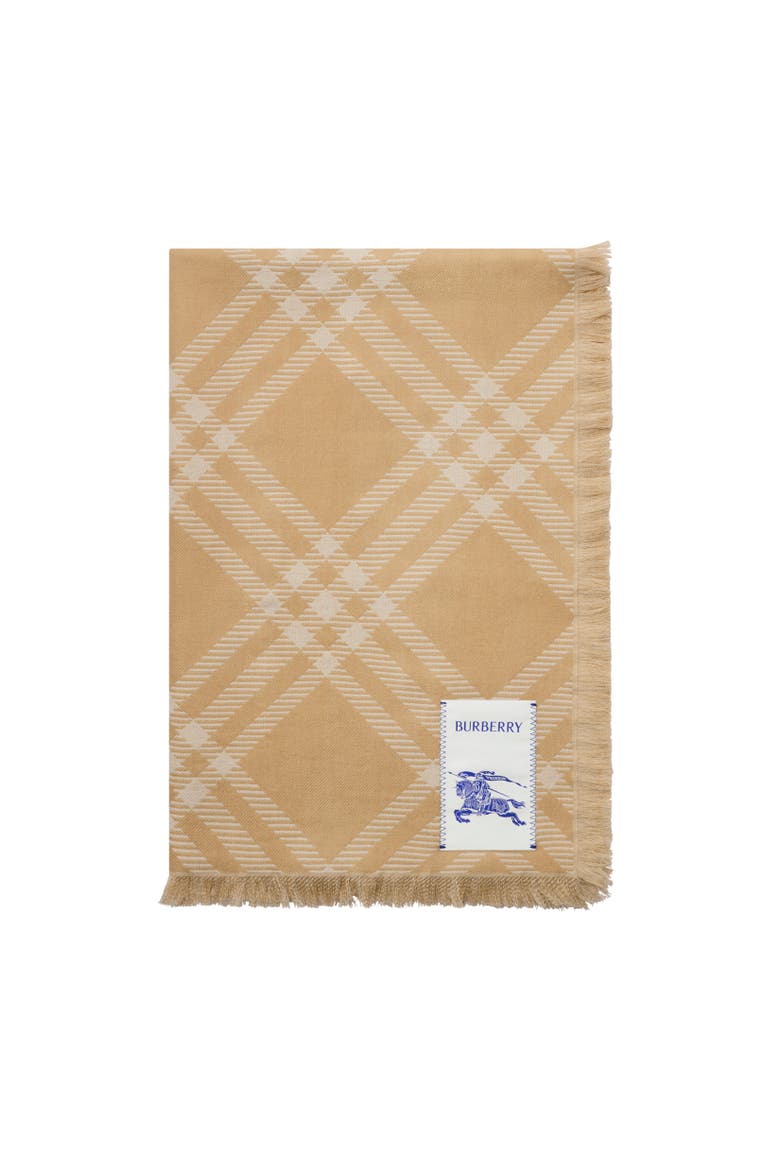 Wide Check Wool Silk Scarf, Alternate, color, Sand beige/ecru beige