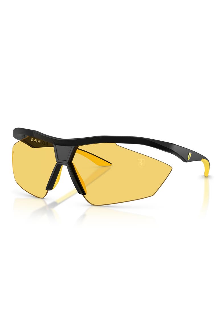 81mm Semi Rimless Irregular Sunglasses, Alternate, color, BLACK MATTE / YELLOW SOLID