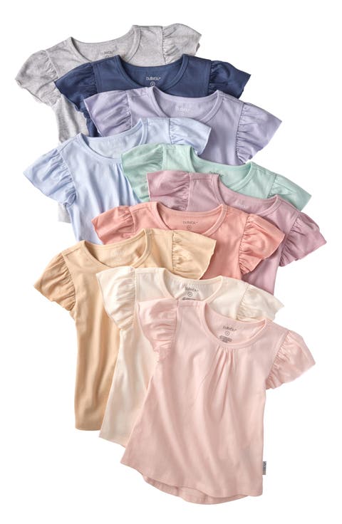 Kids' Rose Assorted 10-Pack Ruffle Organic Cotton T-Shirts (Toddler)