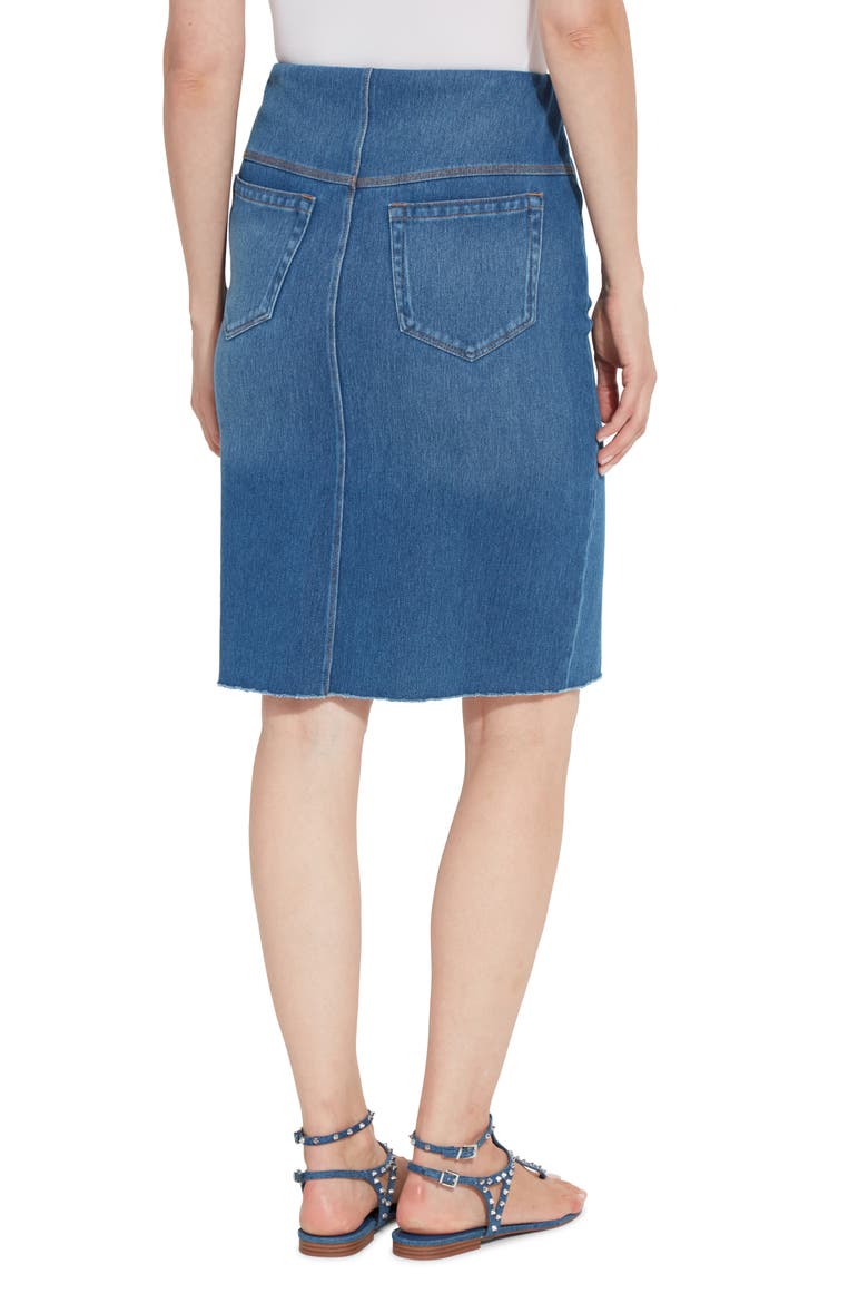 'Lyssentials Lyrica Knit Denim Pencil Skirt, Alternate, color, MIDWASH
