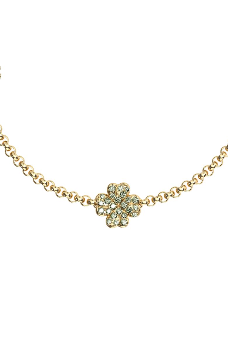 Lucky Clover 5 motifs Bracelet, Green Diamond Pavé, Alternate, color, Gold Diamond