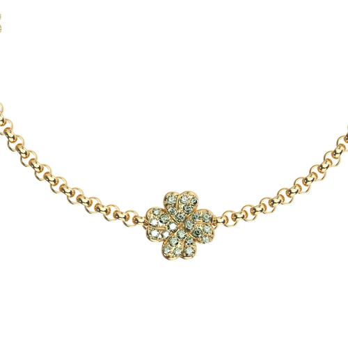 Pascal Lucky Clover 5 Motifs Bracelet, Green Diamond Pavé
