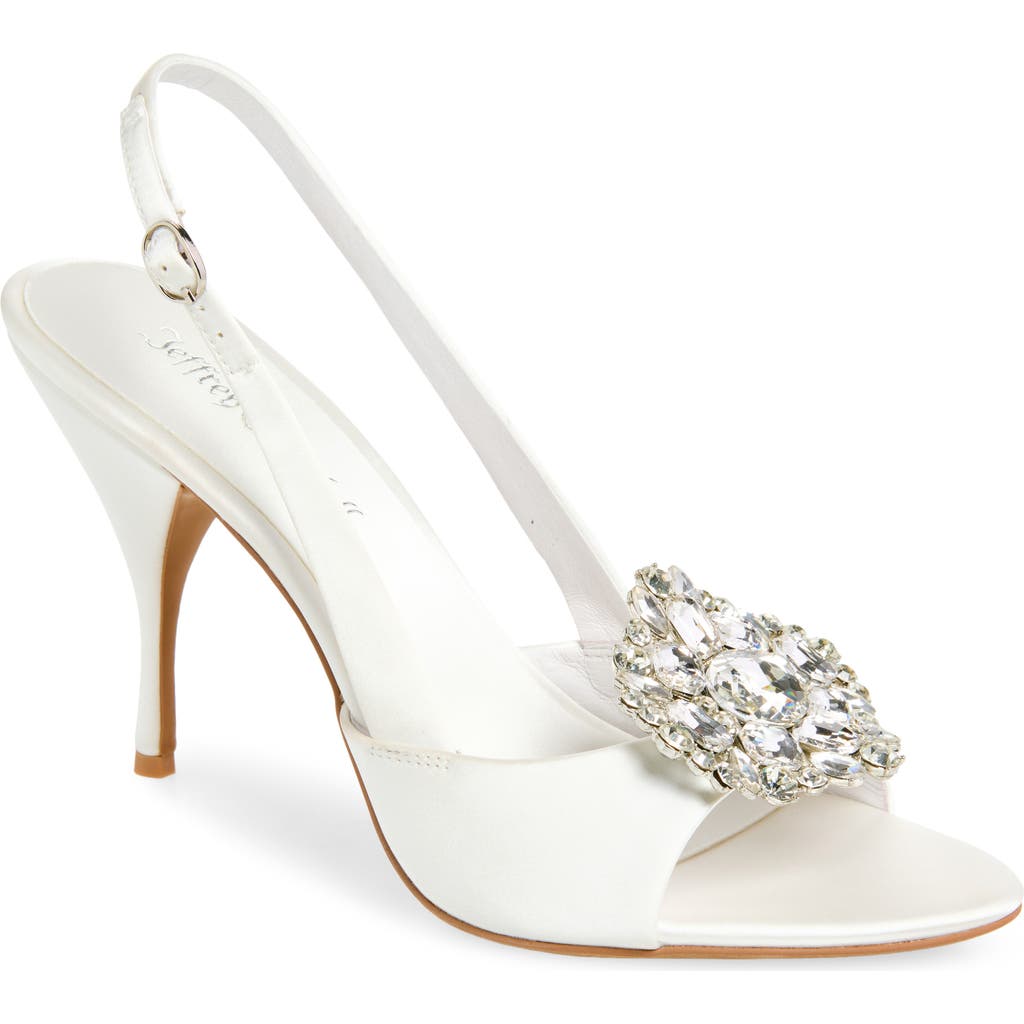 Jeffrey Campbell Triomphe Crystal Embellished Slingback Sandal In White