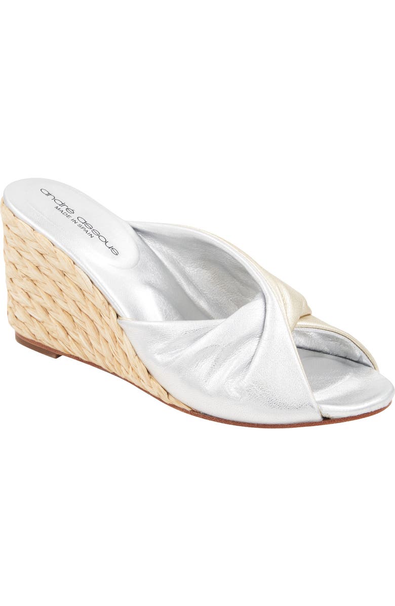 André Assous Merida Wedge Sandal, Main, color, Metallic