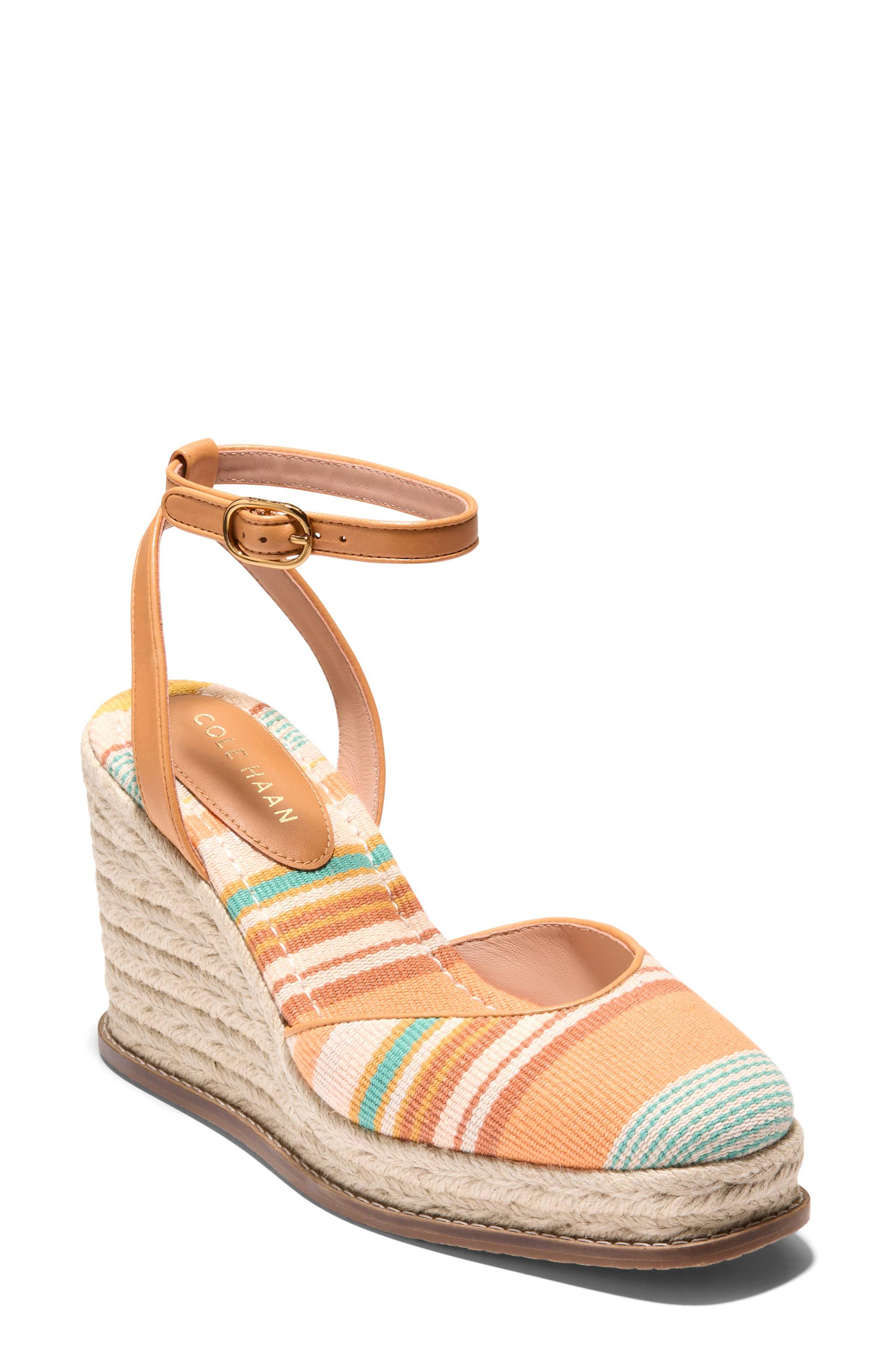 Kyra Cloudfeel Wedge Sandal, Main, color, RIVIERA STRIPED CANVAS/BISCUIT