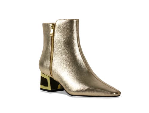 Ninety Union Metallic Square Heel Bootie In Gold