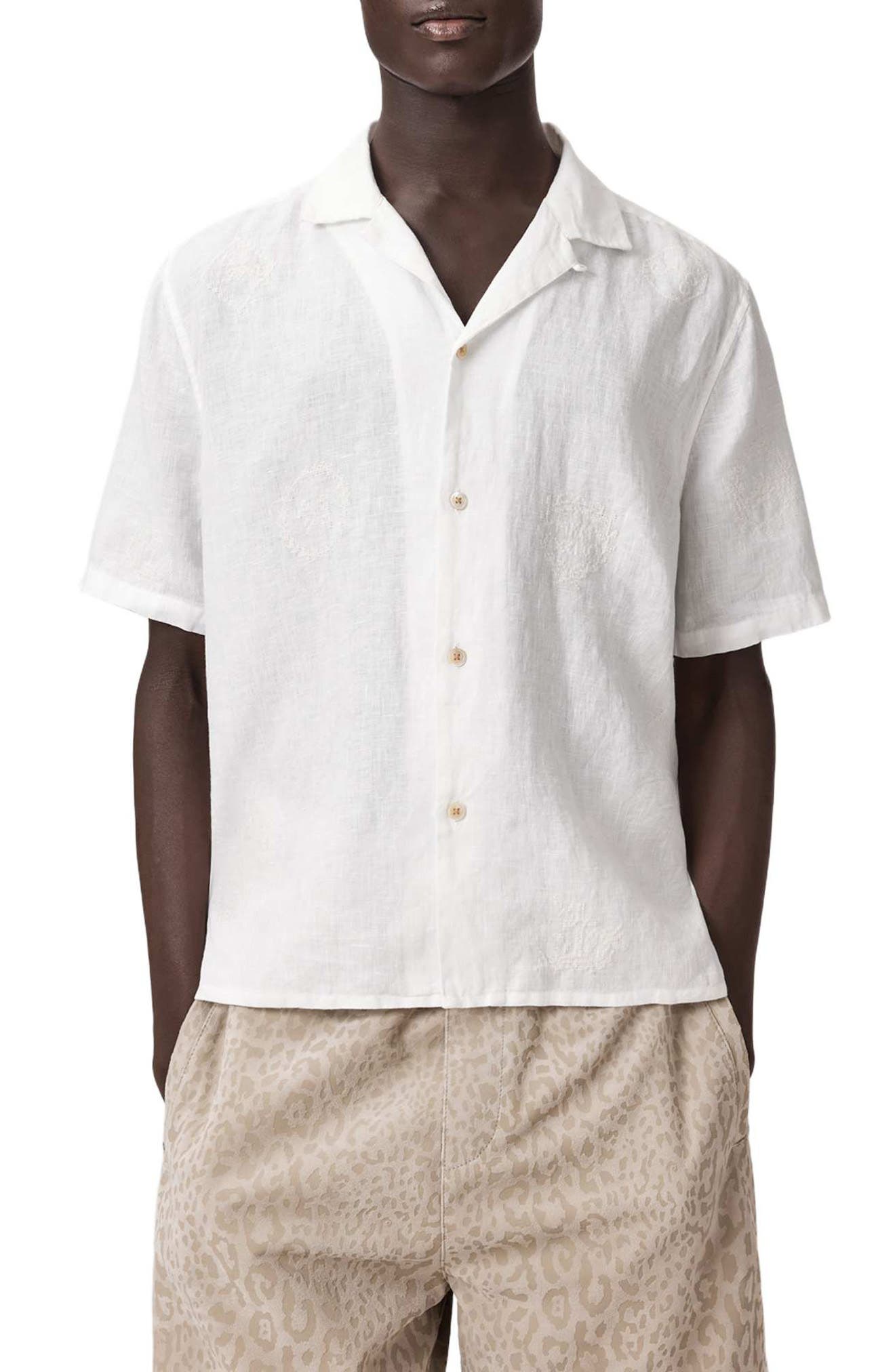 Sepal Embroidered Linen Camp Shirt