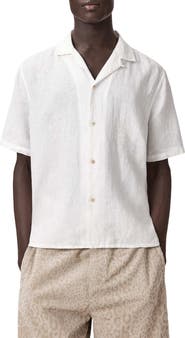 AllSaints Sepal Embroidered Linen Camp Shirt