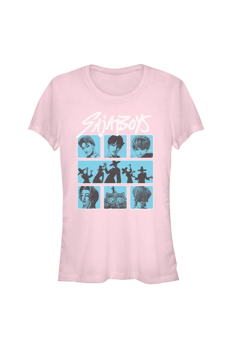 Junior's Saja Boys' Group Short Sleeve Graphic T-Shirt, Main, color, Light Pink