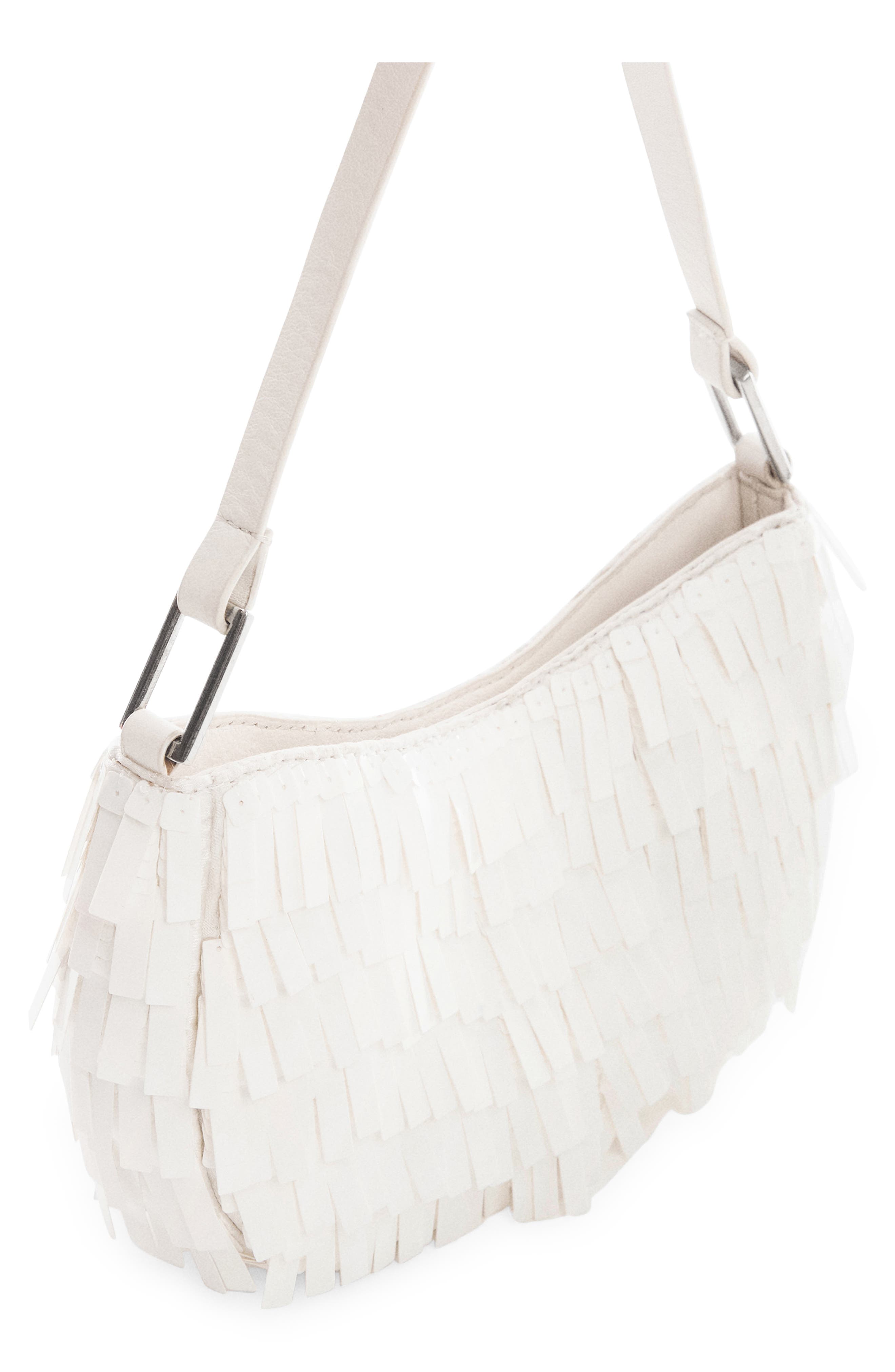 MANGO Fringe Faux Leather Shoulder Bag, Alternate, color, 